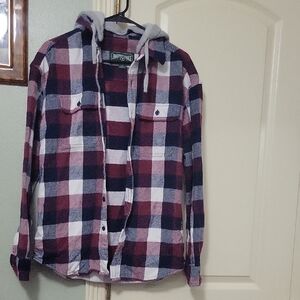 American Eagle Outfitters Checkered Hooded Shirt